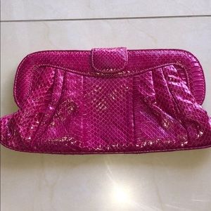 Saks Fifth Avenue Faux Croc Pink Clutch
